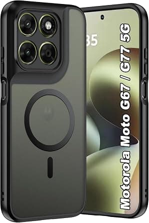 Magnetic for Motorola G67/G77 5G Case, [Fit for Mag-Safe] Slim Thin Translucent Matte Hard Back Soft Bumper Anti-Fingerprint Shockproof Phone Cover (Black) (Motorola G67/G77) on Amazon.ae - Price Tracker