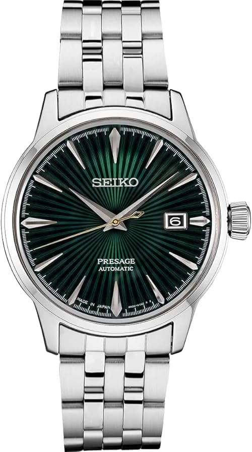 SEIKO SRPE15 Automatic Watch for Men - Presage Collection - Jewel Green Patterned Dial with Date Calendar, Gloss Finish - 50M Water Resistant on Amazon.ae - Price Tracker