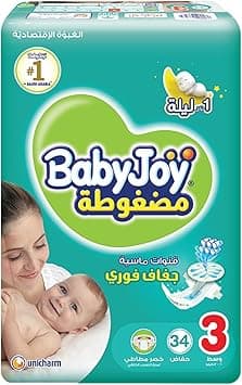 BabyJoy Compressed Diamond Pad Diaper, Size 3, Medium, 6-12 Kg, Value Pack, 34 Diapers - Amazon.ae Price Tracker