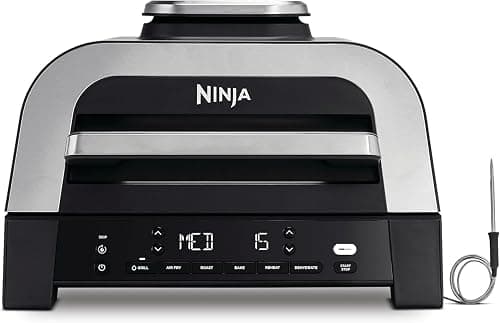Ninja 6-in-1 MAX Indoor Grill & Air Fryer, 6 Cooking Functions, Make Up to 6 Burgers, 3.8L Capacity, Low Smoke, Includes Digital Meat Thermometer, Grey/Silver, DG551UK on Amazon.ae - Price Tracker
