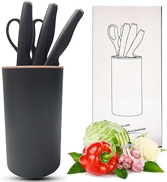Kitchen Knife Set, 5PCS White Sharp Knife Block Set for Kitchen, Non-stick Non-slip Stainless Steel Chef Knife Set with Universal Knife Block Suitable for Home Restaurant (Black) on Amazon.ae - Price Tracker