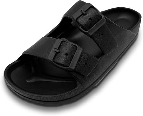 Men's Double-Buckle Platform Slides with Contoured EVA Footbed على Amazon.ae - متتبع الأسعار