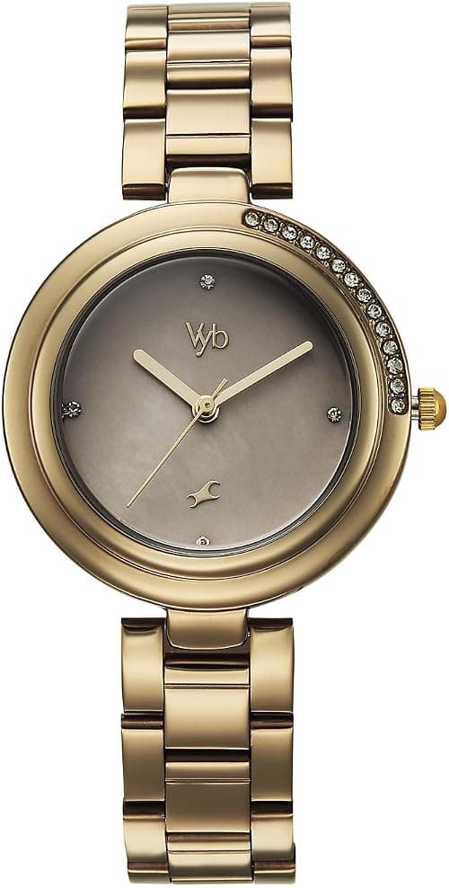 Fastrack Vyb Aura Quartz Analog Khaki Dial Khaki Stainless Steel Strap Watch For Women - FV60106KM01W على Amazon.ae - متتبع الأسعار