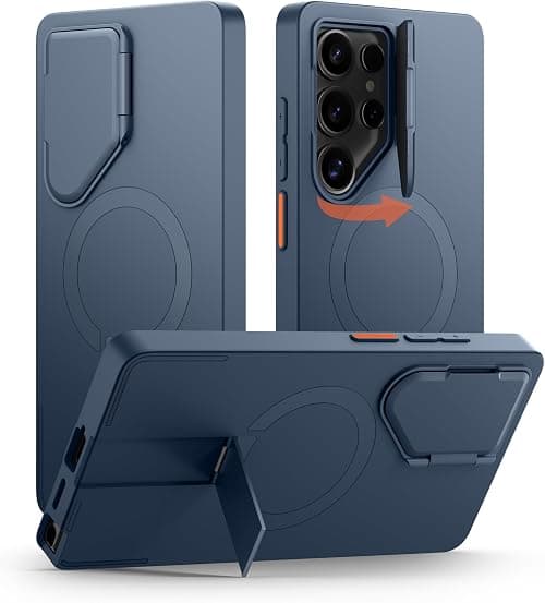 SURITCH Magnetic Case Compatible with Samsung Galaxy S25 Ultra, with Camera Cover & Adjustable Metal Kickstand Shockproof Bumper Case Slim Protective Cover for Galaxy S25 Ultra 5G (2025)-Dark Blue على Amazon.ae - متتبع الأسعار