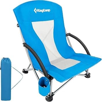 KingCamp Low Beach Chair Folding Portable Lightweight Backpack Chair for Adults with Cup Holder Pocket Carry Bag for Outdoor (Blue-low Back) on Amazon.ae - Price Tracker
