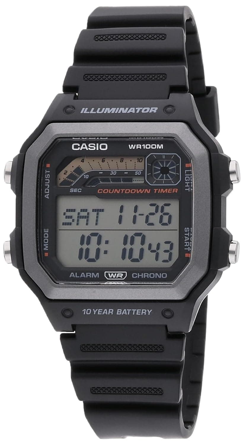 Casio WS1600H Series | Men’s Watch | Sports Design | Stopwatch | Countdown Timer | LED Light with Afterglow | 100M WR | Daily Alarm | Auto Calendar | World Time | 10 Year Battery on Amazon.ae - Price Tracker