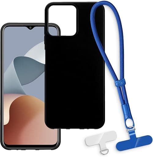 2-in-1 Protective Case and Wrist Strap Compatible with ZTE Blade V50 Smart Phone Cover with Detachable Lanyard, Anti-Slip Anti-Loss Grip Handle (Black + Blue) على Amazon.ae - متتبع الأسعار