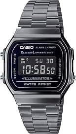 Casio - Vintage Armbanduhr A168WEGG-1BEF - Unisex Uhr - Spritzfest - Digital - Mit Stahlband - Schwarz - متتبع أسعار Amazon.sa