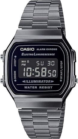 Casio - Vintage Armbanduhr A168WEGG-1BEF - Unisex Uhr - Spritzfest - Digital - Mit Stahlband - Schwarz - متتبع أسعار Amazon.sa