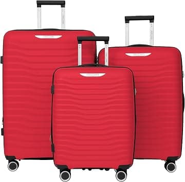 Trace Series Lightweight 3 Piece Expandable Polypropylene Luggage Set With Durable Double Spinner Wheels 20"24"28 (Red) on Amazon.ae - Price Tracker