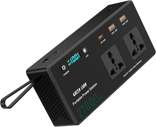 Green Lion Volt Mate Power Bank 27,000mAh, 24W USB-A, 150W AC Outputs Power Station, PD 60W USB-C Cable, 2-Mode Flashlight, 75lm Brightness, Digital Display, Cooling Fan, Carry Strap - Black on Amazon.ae - Price Tracker