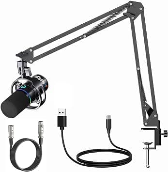 Dynamic Microphone Set,XLR/USB Gaming Microphone,RGB Podcast Mic with Mute Button,Headphones Jack,Boom Arm Stand,Noise Cancellation Condenser Mic for Streaming Podcasting,Gaming,Voice-Over,Recording on Amazon.ae - Price Tracker