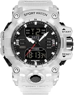 TERRIFI Men's Stainless Steel case, Sports Watch Military Watch, Outdoor LED Stopwatch Digital Electronic Large Dual Display Waterproof Tactical Army Wrist Watches for Men - Best Deal Finder