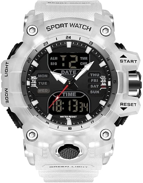 TERRIFI Men's Stainless Steel case, Sports Watch Military Watch, Outdoor LED Stopwatch Digital Electronic Large Dual Display Waterproof Tactical Army Wrist Watches for Men on Amazon.ae - Price Tracker