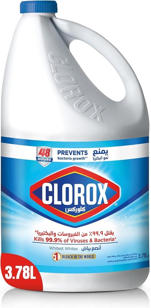 Clorox Liquid Bleach 3.78L, Kills 99.9% of Viruses and Bacteria, 48 Hours Prevents Bacteria Growth, Removes Stains on Amazon.ae - Price Tracker