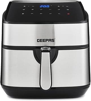 Geepas ' Vortex 7.5L Digital Air Fryer – Family-Sized 10-in-1 Convection Air Fryer with LED Touchscreen, 60 Min Timer & Non-Stick Basket, – 2 Years Warranty, 1800W', Black on Amazon.ae - Price Tracker