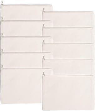 Birsppy RYTOO Canvas Zipper Pouch Bulk - 10 Pack Customizable DIY Craft Blanks Multipurpose Pencil Case Makeup Bag Toiletry Travel Organizer 8.9 x 6.1 Inches - ivory - Best Deal Finder