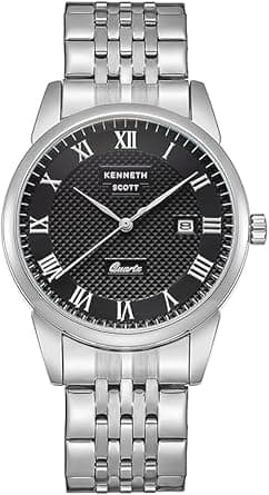Kenneth Scott Men's Japanese Quartz Movement Watch, Analog Display and Bracelet Strap - K23030-SBSB, Silver on Amazon.ae - Price Tracker