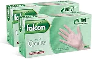 Falcon Vinyl Gloves - Clear Powder Free Large (2 Packs x 100 Pieces) on Amazon.ae - Price Tracker