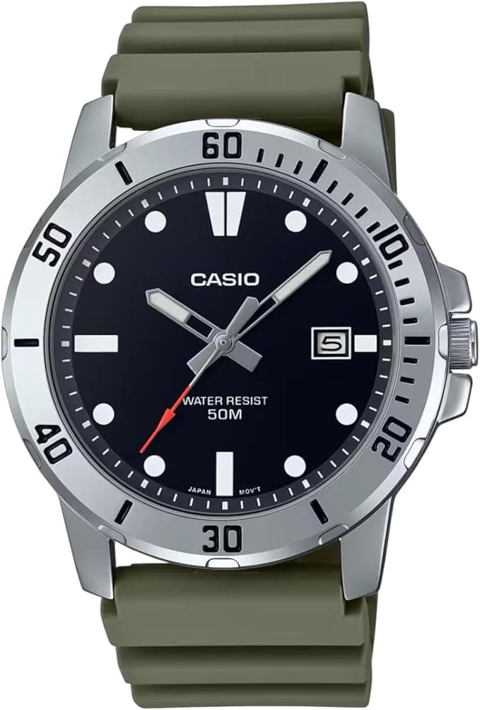 Casio Men's Watch - MTP-VD01-3EVUDF Black Dial, Green Band on Amazon.ae - Price Tracker