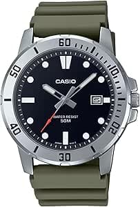Casio Men's Watch - MTP-VD01-3EVUDF Black Dial, Green Band on Amazon.ae - Price Tracker