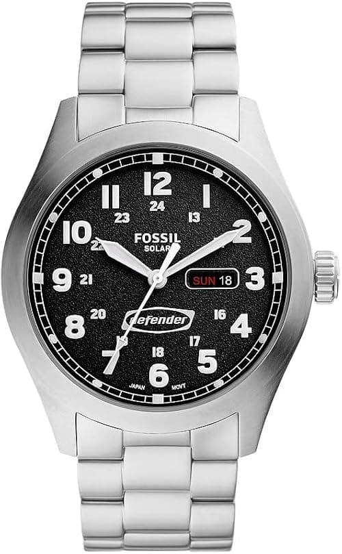 Fossil FS5976 Defender Solar-Powered Stainless Steel Watch for Men, 24 mm Size, Silver on Amazon.ae - Price Tracker