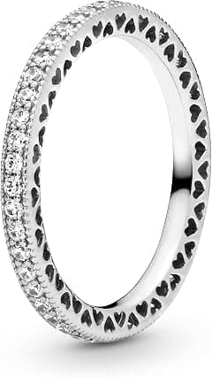 PANDORA Signature Ring Funkeln und Herzen, Silber, mit klarem Cubic Zirkonia - Amazon.ae Price Tracker