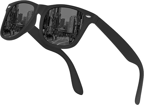 Polarised Sunglasses Mens Square Sun Glasses with UV400 Protection Classic Shades for Men Women Driving Fishing Travel on Amazon.ae - Price Tracker