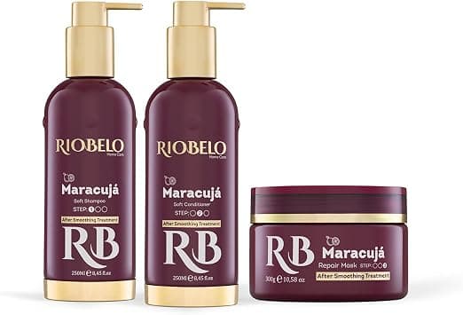 Hair Care Products, Maracujá Brazilian Hair Care Routine after Protein Hair Treatment for Curly & Normal Hair by RIOBELO Professional Real - 3 Steps Home Care Kit على Amazon.ae - متتبع الأسعار