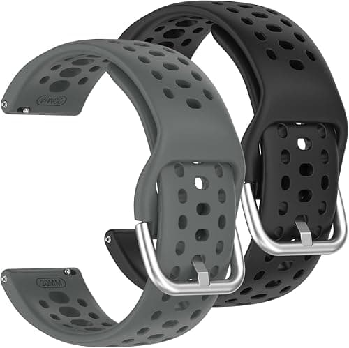 Strap for Amazfit Active 2, Pack of 2, Soft Silicone Waterproof Watch Strap, Adjustable, Quick Disassembly, Replacement Strap for Amazfit Active 2, Grey + Black on Amazon.ae - Price Tracker