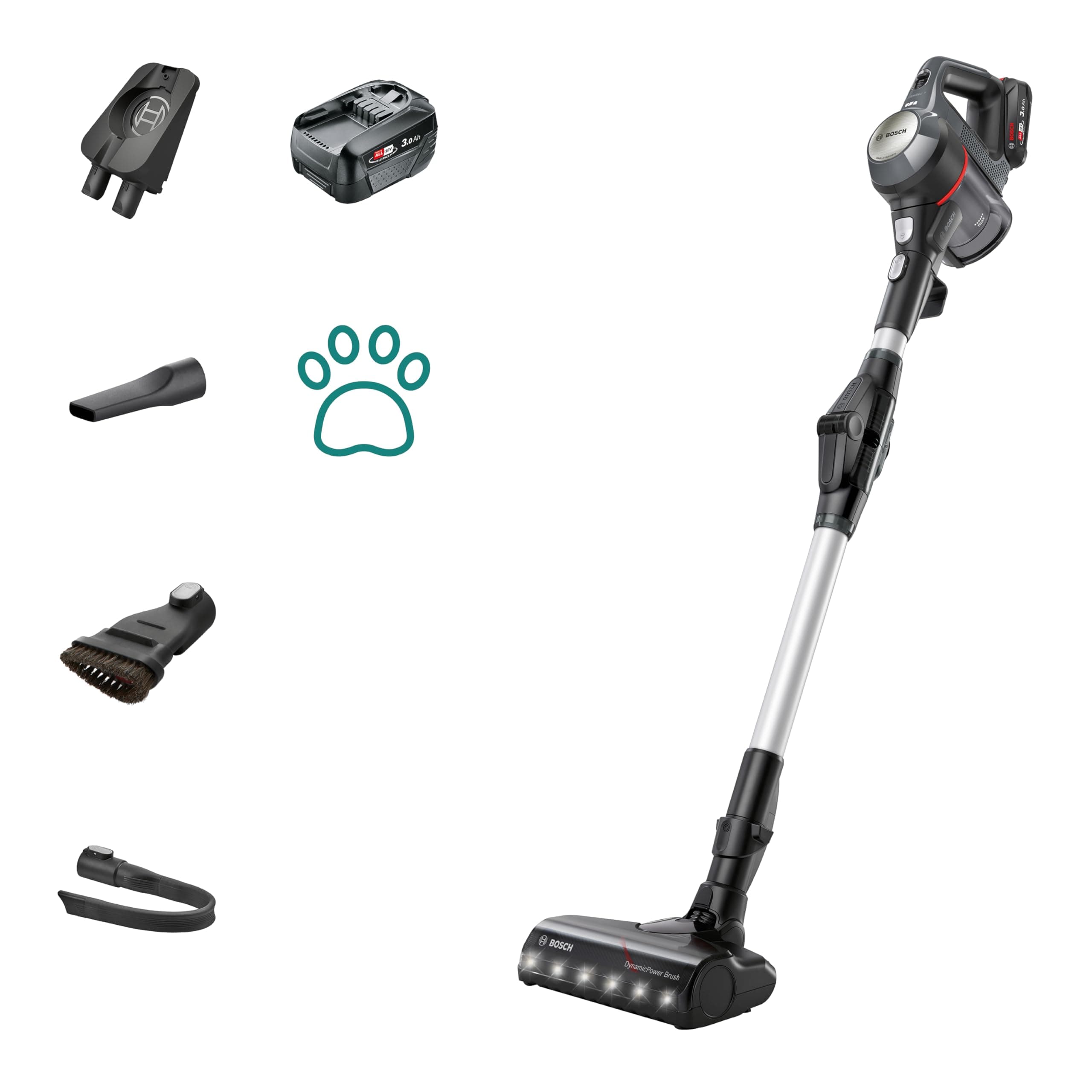 Bosch Cordless Stick Vacuum Cleaner, Unlimited 7, 3.0 Ah battery pack, Flex Tube, lightweight handheld, LED lights, Dark Granite, BCS711GB, Made In Germany, 1 Year Manufacturer Warranty on Amazon.ae - Price Tracker