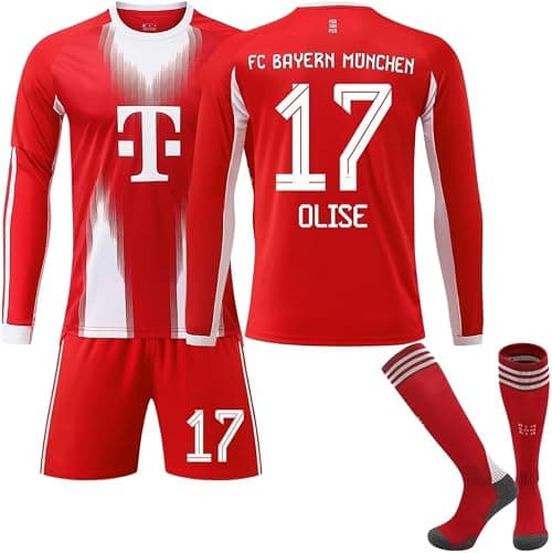 Bayern 2025/26 Season League Home Long Sleeve Jersey Set – Olise #17 – Boys, Teens & Men Football Uniform with Shorts & Socks, Breathable Soccer Shirt (22–3XL) on Amazon.ae - Price Tracker