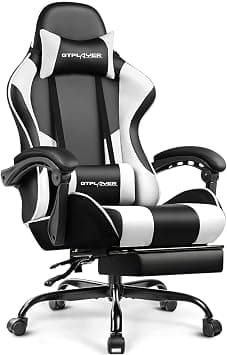 GTPLAYER Gaming Chair for Adults – Ergonomic Office Chair with USB Massage Lumbar, Footrest & Headrest | PU Leather Computer Desk Chair for Video Gaming & Work | 360° Swivel,Height Adjustable-GT-Black on Amazon.sa - Price Tracker