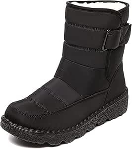Snow Boots, Women's Warm Plush Lined Ankle Wellies Winter Waterproof Non-Slip Rubber Strong Grip Hiking Flat Classic Short Boots for Outdoor Hiking Ski Holidays Snowboard,Black,38 EU on Amazon.ae - Price Tracker