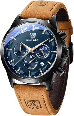 BY BENYAR Mens Watches BY BENYAR Chronograph Analog Quartz Movement Stylish Sports Designer Wrist Watch 30M Waterproof Elegant Gift for Men - Best Deal Finder