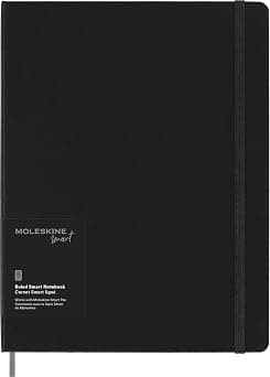 Moleskine Hard Cover Smart Notebook, Ruled/Lined, XL (7.5" x 9.5") Black, Compatible w Smart Pen, 176 Pages - Best Deal Finder