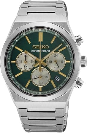 Seiko Men's Chronograph Watch in Silver with Stainless Steel Strap, 5 Bar Water Resistance, Case Diameter: 40 mm, SSB461P1 على Amazon.ae - متتبع الأسعار