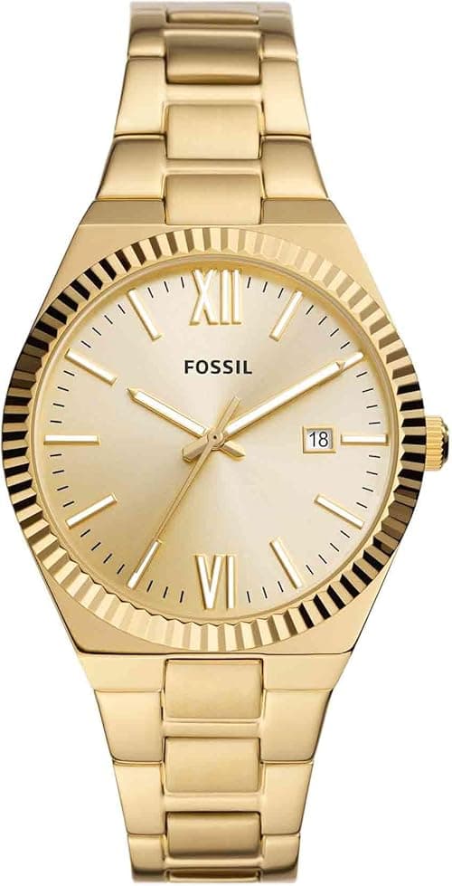 Fossil Scarlette Three-Hand Date Gold-Tone Stainless Steel Watch - ES5299 on Amazon.ae - Price Tracker