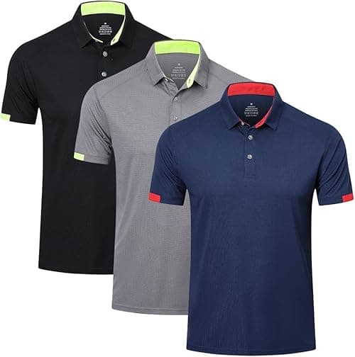3 Pack Mens Polo Shirts Short Sleeve Lightweight Sport Golf Tennis Tops Quick Dry Athletic Workout Polo Shirts on Amazon.ae - Price Tracker