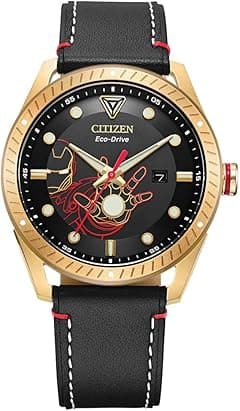 Citizen Eco-Drive Men's Marvel Tony Stark Gold Tone Stainless Steel Watch with Black Leather Strap, Arc Reactor, Luminous, 43mm (Model: BM6992-09W) - Amazon.ae Price Tracker