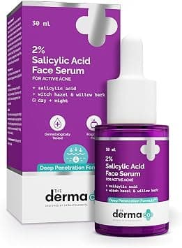 The Derma Co 2% Salicylic Acid Face Serum for Acne & Acne Marks With Witch Hazel & Willow Bark, BHA Deep Penetration Formula, Unclogs Pores & Controls Oil, For All Skin Types | Men & Women, 30ml - Best Deal Finder