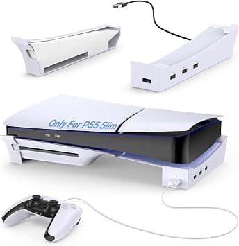 Horizontal Stand for PS5 Slim Edition Console with 4 USB Ports, Base Stand Accessories for Playstation 5 Slim Disc & Digital Edition, Holder with 4 USB 2.0 Date Ports for PS5 Controller Charging على Amazon.ae - متتبع الأسعار