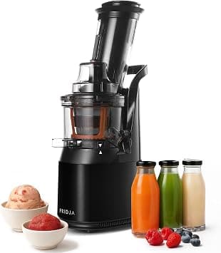 Fridja f1900 Cold Press Juicer, 240W Masticating Slow Juicer with 78mm (3”) BPA-Free Wide Chute, Black Stainless Steel body, Juice, Vegan Nut Milks, Sorbet, Ice Cream, Easy to Clean on Amazon.ae - Price Tracker