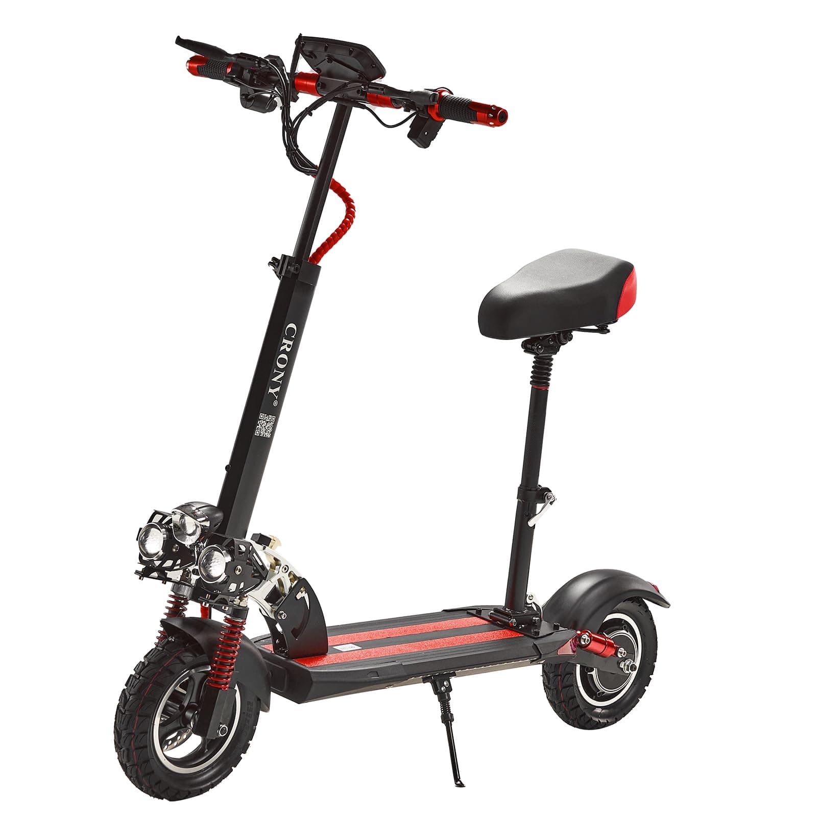 CRONY V10 Big LCD Display Electric Scooter with Seat, 1200W Motor, 40-55KM/H Speed, 120KG Max Load, Front/Rear Shock Absorber and Brake System, LED Base Light, Turn Signal, Triple LED Lights, Red on Amazon.ae - Price Tracker