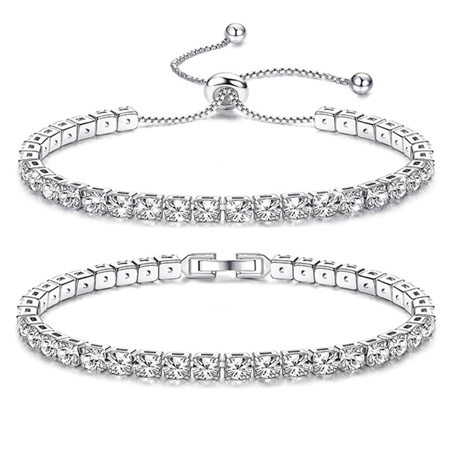 LCHYI 2Pcs Crystal Bracelets For Women Girls - Plated Bracelet Stack Cubic Zirconia Diamond, Adjustable Stackable Bracelets Set For Wedding Valentine's Day Christmas Jewelry Gift on Amazon.ae - Price Tracker