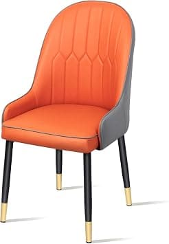 SKY-TOUCH Modern PU Leather Dining Chair, High Back with Soft Seat, Metal Side Legs, Orange, 45x43x90cm, Ideal for Kitchen, Dining Room, Living Room, and Vanity,1pcs on Amazon.ae - Price Tracker