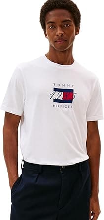 Tommy Hilfiger mens Linear Flag Graphic Tee Mw0mw41338 S/S T-Shirt (pack of 1) on Amazon.ae - Price Tracker