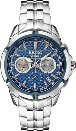 SEIKO Coutura Stainless Steel Blue Chronograph Watch SSB431 on Amazon.ae - Price Tracker