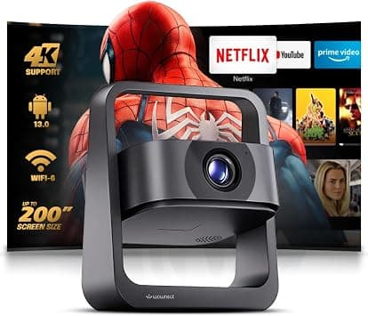 Wownect Orbit 360 Mini Smart Android Projector FHD 4K Decode & HDR Support, 200 ANSI Lumens, Android 13, Electric Focus, WiFi 6 & Bluetooth, Built-in Apps, Portable Home Theater Movie Projector على Amazon.ae - متتبع الأسعار