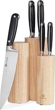 Kitchen Knife Set, Professional 6 Piece Sharp Chef Knife Set with Solid Wood Knife Block, Unique Design, High Carbon X50CrMoV15 Steel for Home and Restaurants, Classic Elegant Black on Amazon.ae - Price Tracker